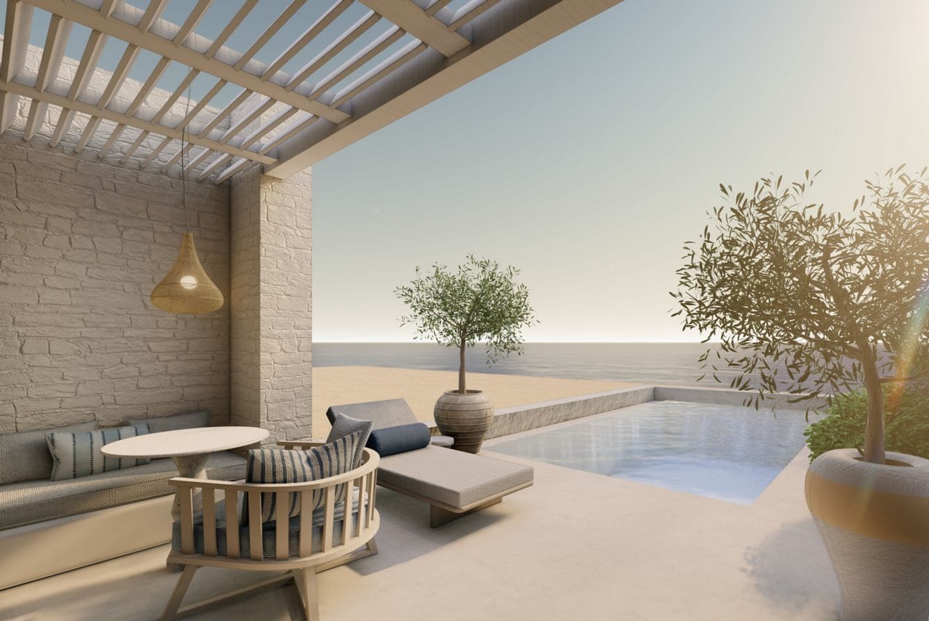 Aegean Beach Front Suite- Suite- 1 King- Sofa bed- Sea view- Beach front access- Private pool