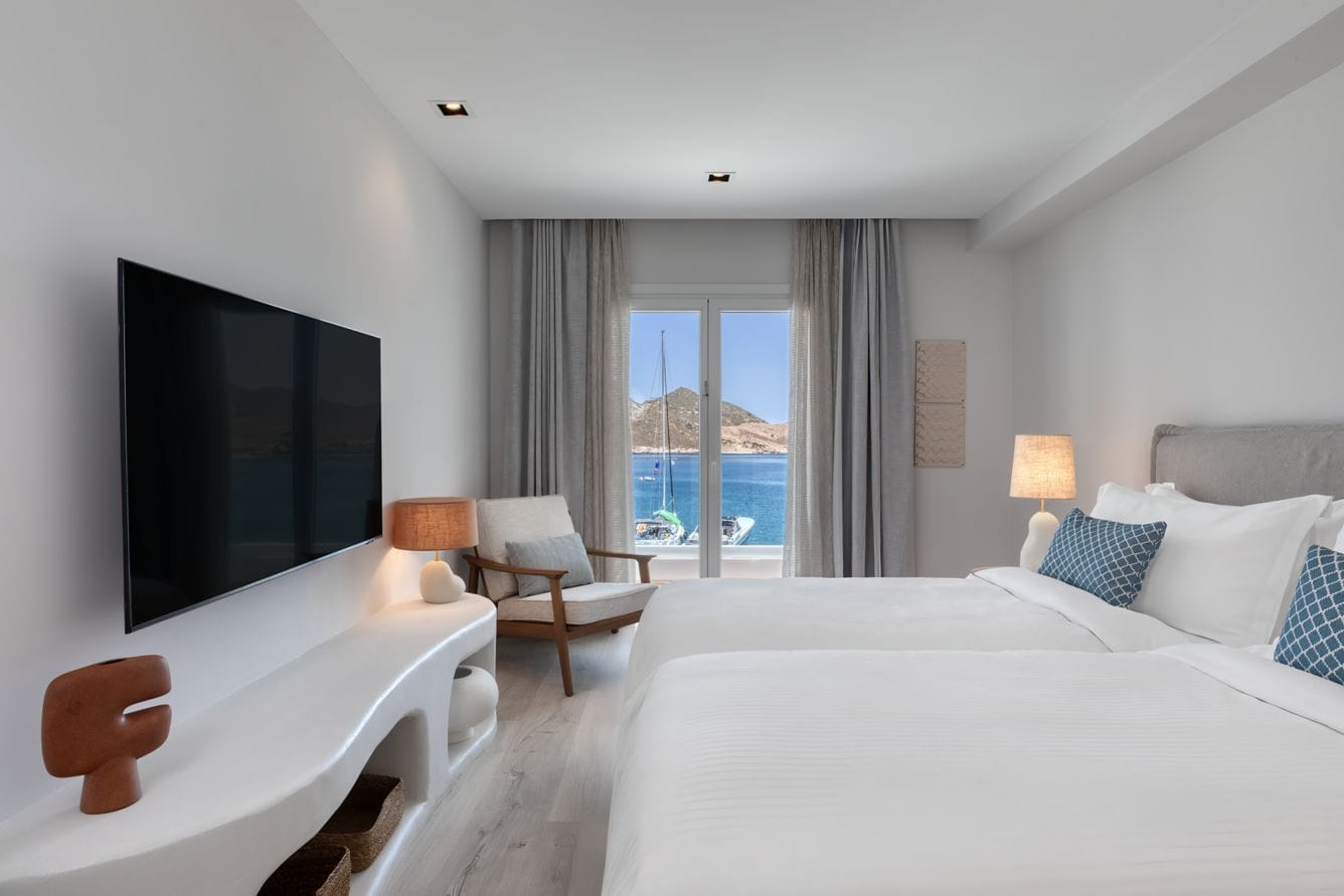 Aegean Suite- 2 Bedroom Suite- Bedroom 1: 1 King- Bedroom 2: 1 King- Private Sofa bed- Sea view